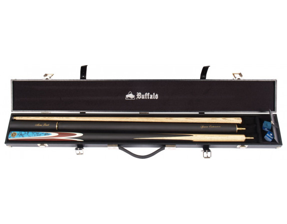 Queue de billard Buffalo Snooker Platinum en 145 cm (9-10mm) avec étui, mini butt et spacer extension