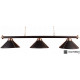 Luminaire Billard 3 Coupoles cuir noir 150cm