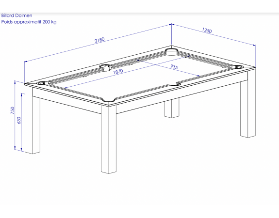 Billard convertible René Pierre Dolmen