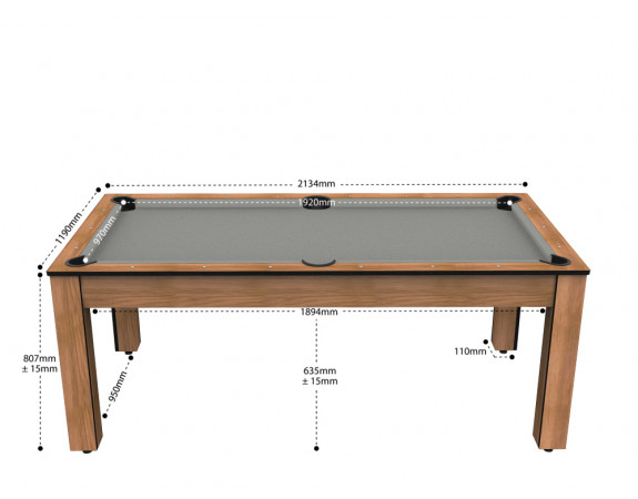 Billard convertible Delhi Bois Clair 6 ou 7FT