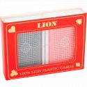 x2 jeu de cartes Poker LION 100% Plastique, Rouge