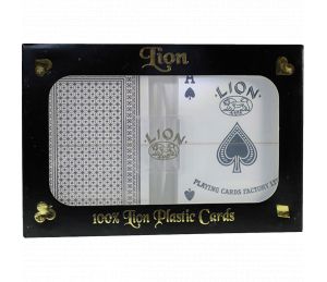Duobox Cartes Poker LION 100% Plastique, Noir