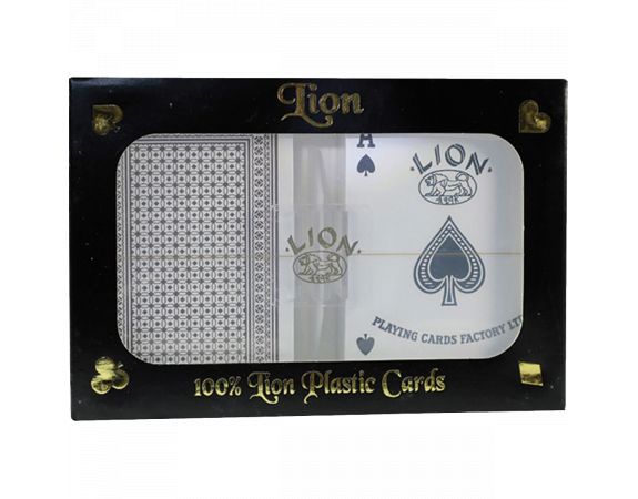 Duobox Cartes Poker LION 100% Plastique, Noir