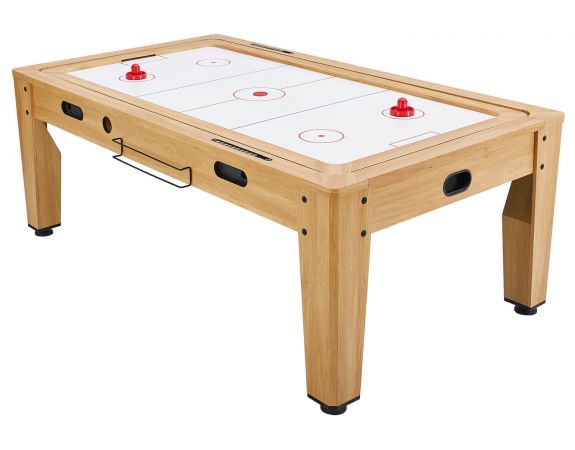 Table rotative Billard + Air Hockey + ping-pong et table bois clair 7FT