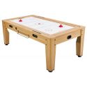 Table rotative Billard + Air Hockey + ping-pong et table bois clair 7FT