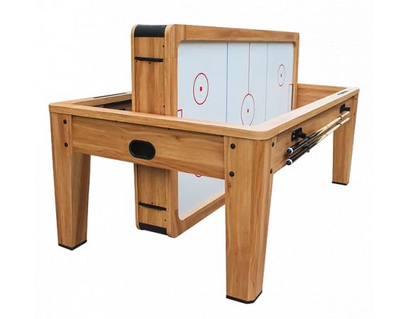 Table rotative Billard + Air Hockey + ping-pong et table bois clair 7FT