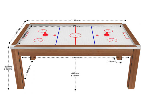 Air Hockey convertible Toronto bois Foncé 7 Ft