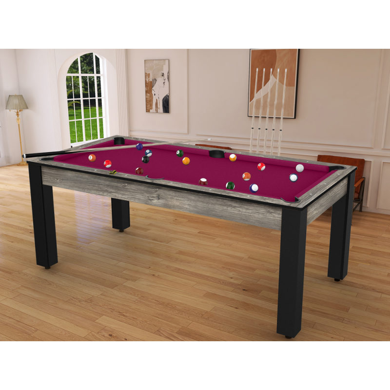 Table à Manger Transformable en Billard 6FT Bois et Pieds Noirs -  Multifonction, Design Élégant