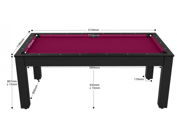 Billard Convertible Delhi Noir 7FT