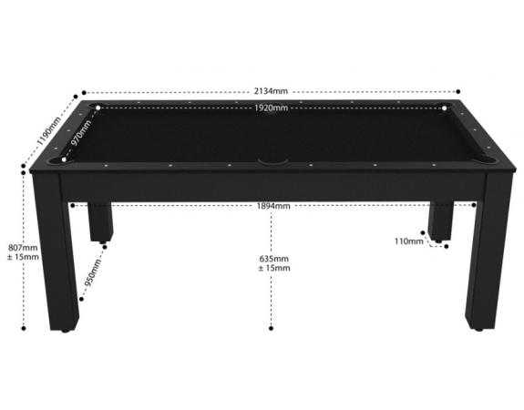 Billard Convertible Delhi Noir 7FT