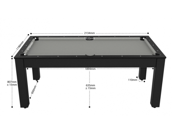 Billard Convertible Delhi Noir 7FT