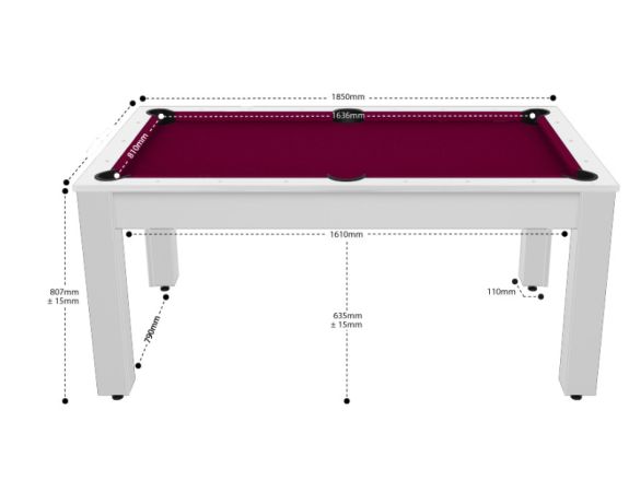 Billard Convertible Delhi Blanc Laqué 6FT