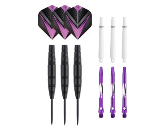 Jeu de 3 fléchettes pro à pointe acier 23gr - Modèle Cupra - Coloris violet