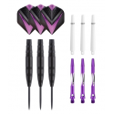 Jeu de 3 fléchettes pro à pointe acier 23gr - Modèle Cupra - Coloris violet