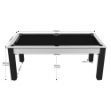 Billard Convertible Delhi Blanc Boisé pieds noirs 7FT