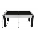 Billard Convertible Delhi Blanc Boisé pieds noirs 6FT