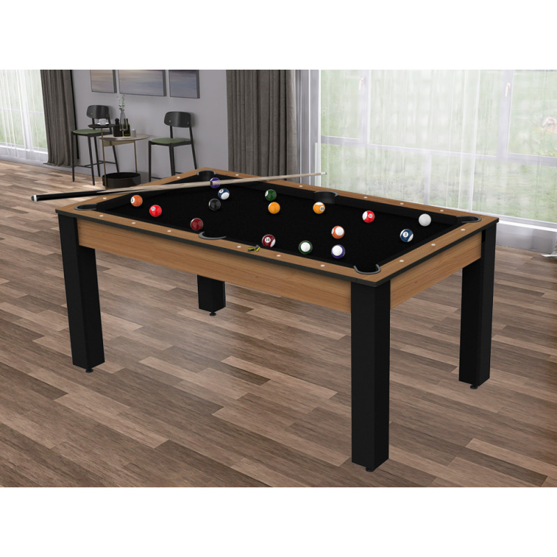 Billard bois noir, 3 en 1, avec plateau de table.