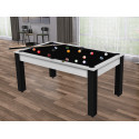 Billard Convertible Delhi Blanc Boisé pieds noirs 6FT