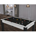 Billard Convertible Delhi Blanc Boisé pieds noirs 6FT