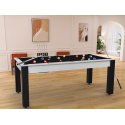 Billard Convertible Delhi Blanc Boisé pieds noirs 6FT