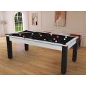 Billard Convertible Delhi Blanc Boisé pieds noirs 6FT