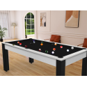 Billard Convertible Delhi Blanc Boisé pieds noirs 6FT