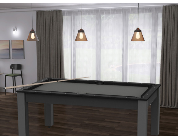 Billard Convertible Delhi Noir pieds gris 6 FT