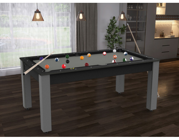 Billard Convertible Delhi Noir pieds gris 6 FT