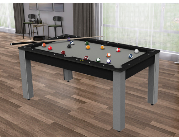 Billard Convertible Delhi Noir pieds gris 6 FT