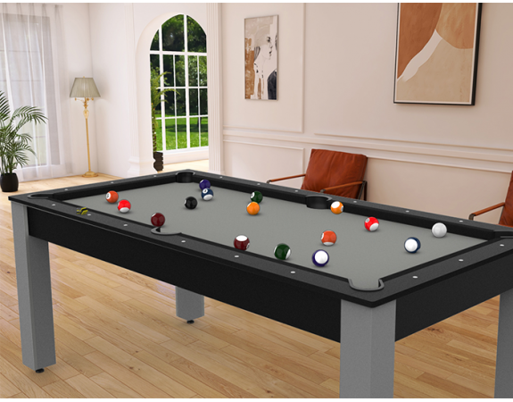 Billard Convertible Delhi Noir pieds gris 6 FT