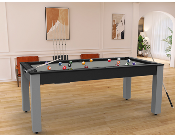 Billard Convertible Delhi Noir pieds gris 6 FT