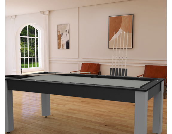 Billard Convertible Delhi Noir pieds gris 7FT