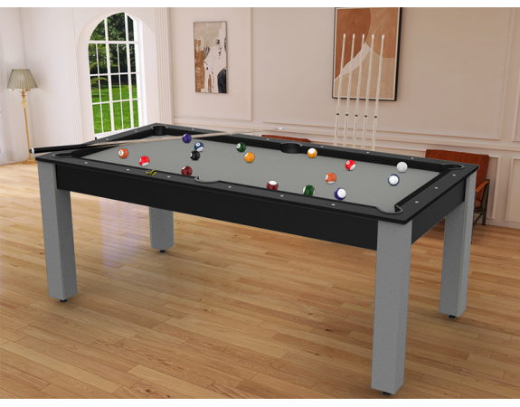 Billard Convertible Delhi Noir pieds gris 7FT