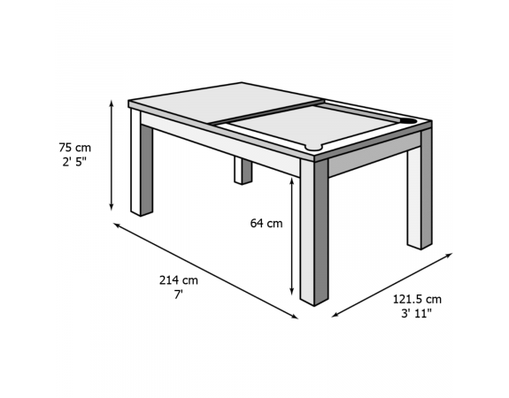 Billard table Guillaume 7 FT Elio pieds en métal