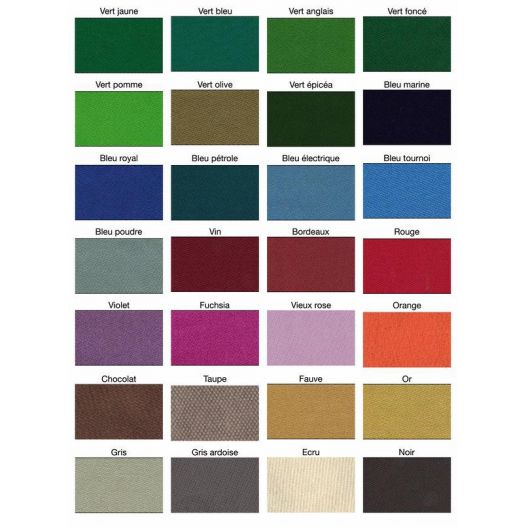 couleur tapis billard disponibles